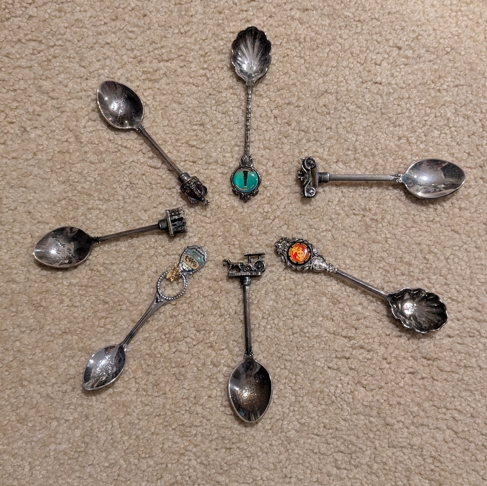 NWTS  Vintage Collectible Silver Spoons Set with Color Accents
